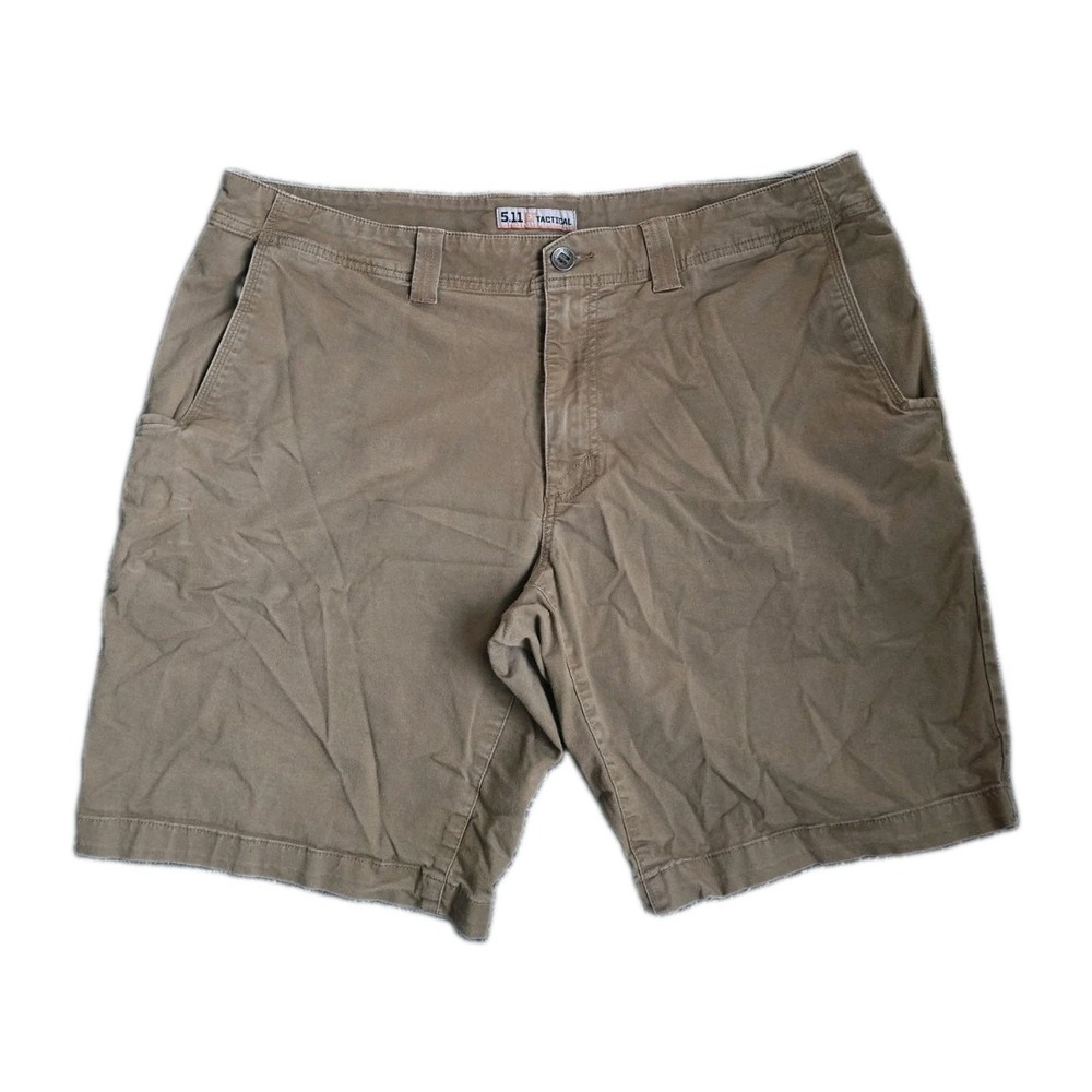 5.11 Tactical Mens 38 Aramis Chino Shorts 9" Flat Front Stretch Brown Workwear